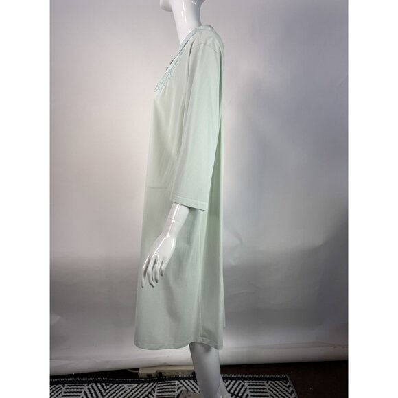 Vintage Light Blue Button Down Robe With Floral Embroidery & Pocket - Picture 16 of 16